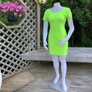 Neon green short sleeve dress